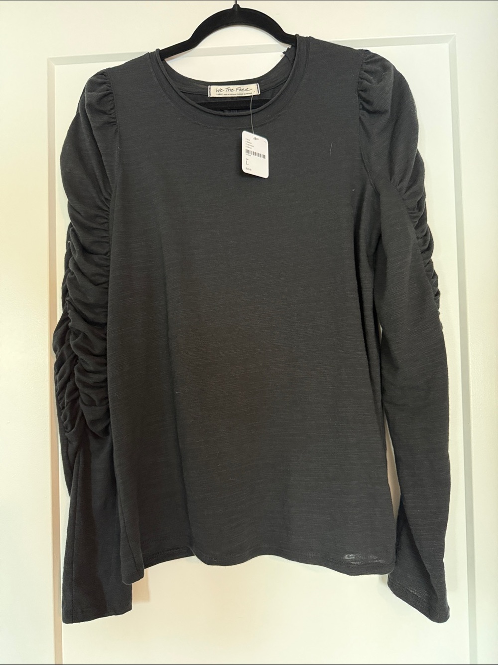 We The Free Charcoal Ruched Long-Sleeve Top